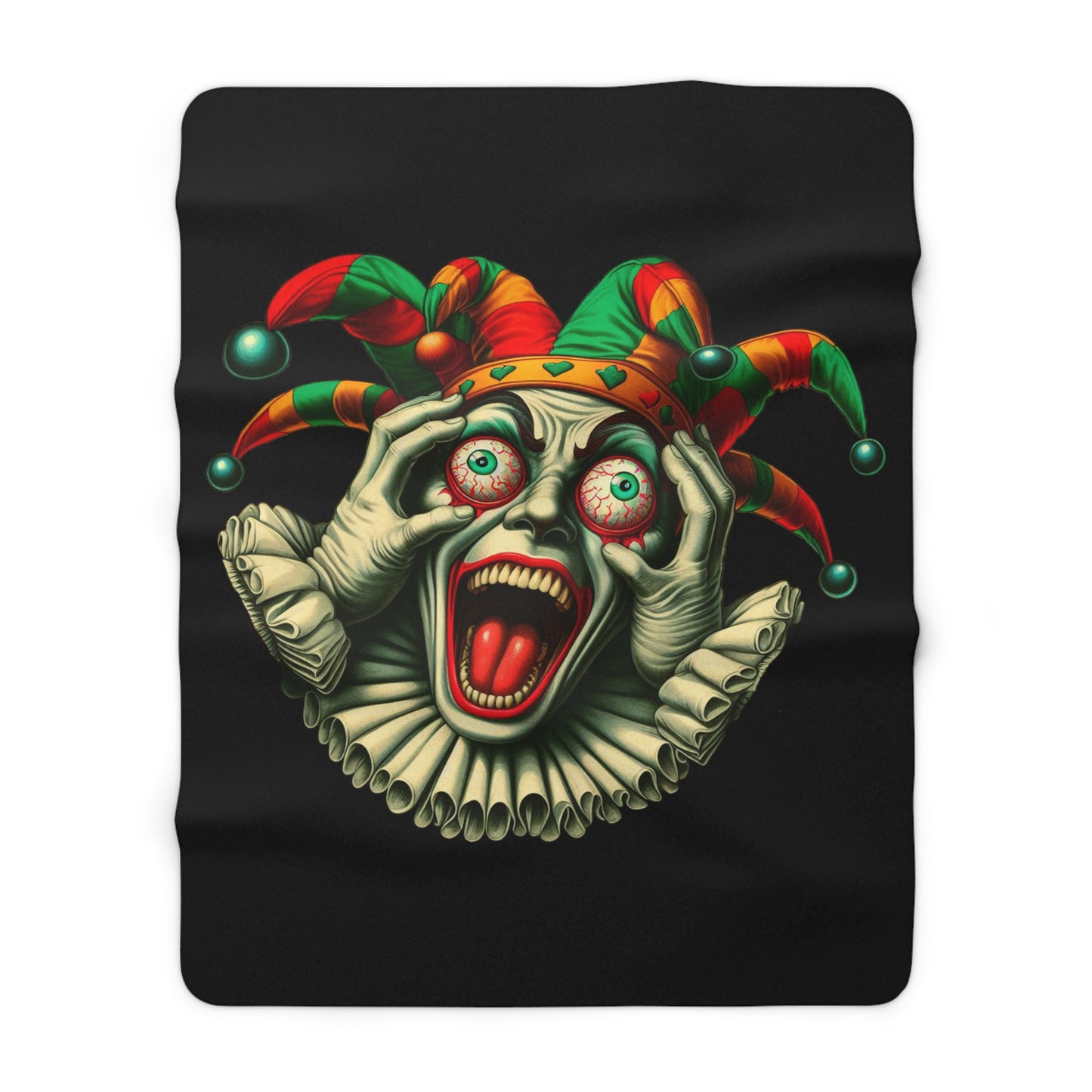 Crazy Harlequin Clown Screaming Sherpa Fleece Blanket