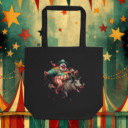 Funny Rodeo Clown Riding A Pig Eco Tote Bag