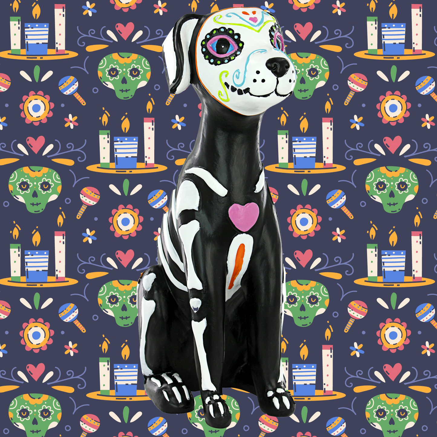 Day of the Dead (dia de los muertos) Colorful Dog Statue
