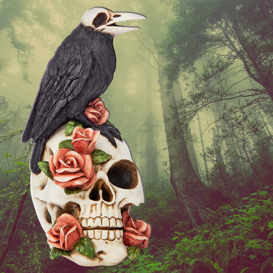 Dia de los muertos (Day of the Dead) Raven And Skull Statue