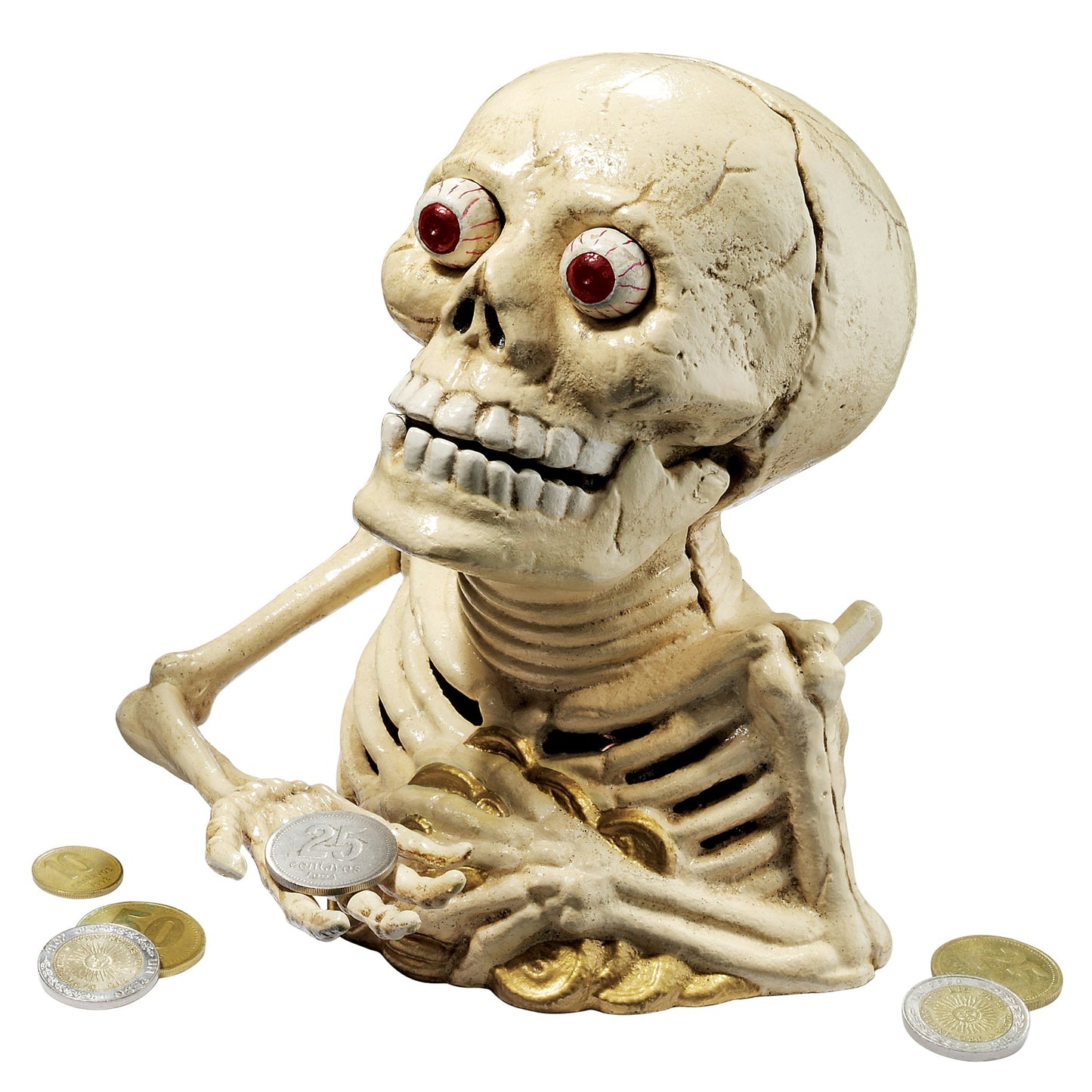 Delightful Skeleton Coin Bank With Bug Eyes
