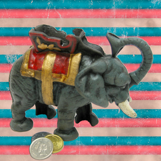 Charming Circus Elephant Metal Coin Bank Collectible