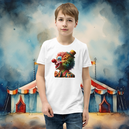 Colorful Clown With Wig And Hat Youth Short Sleeve T-Shirt